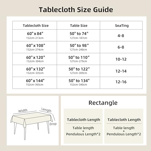Rectangular Linen Tablecloth 60x84 Inches - Natural French Flax, Machine Washable