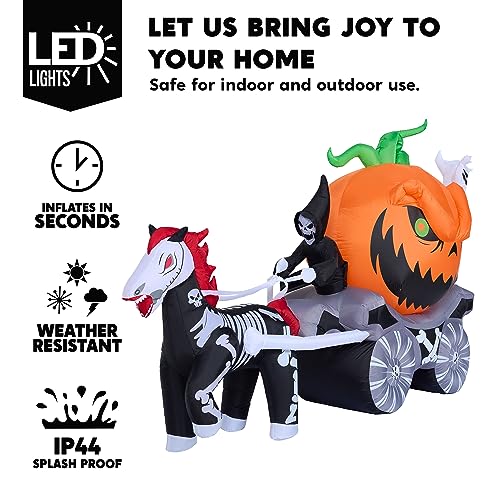 8 Ft Halloween Inflatable Pumpkin Carriage with LED Lights Outdoor Yard Decor