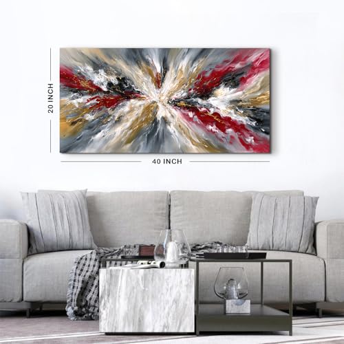 Graffiti Abstract Wall Art Canvas - 40x20 Inch Modern Home Decor with Red Black and Gold Accents - Variation of THIS listing