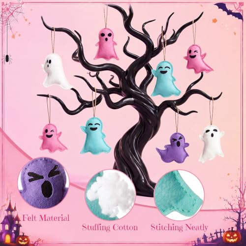 Pastel Halloween Ghost Ornaments - Set of 48 Felt Hanging Decorations for DIY & Parties - Variation: Ghost
