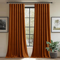Autumn Series Burnt Orange Thermal Velvet Curtains - 62W x 90L, Pack of 2