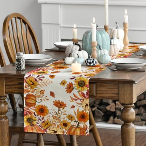 Artoid Mode 13x36 Inch Fall Table Runner - Orange Polyester Home Decor