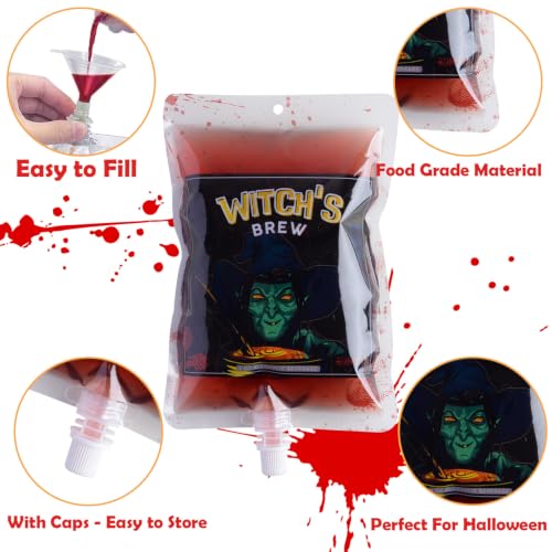 Halloween Blood Bags for Drinks 32PCS Reusable Party Pouches with Funnels
