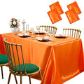 Orange Satin Tablecloth 108x54 Inch Pack of 4 - Wrinkle-Resistant Rectangular Cover for Weddings & Events
