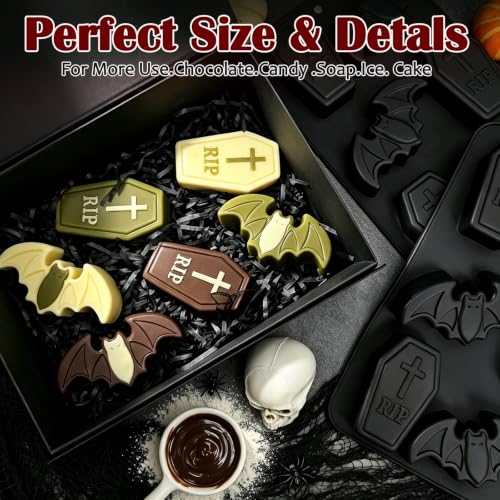 Halloween Silicone Mold Set - Bat and Coffin Shapes, Black, 2 Pack