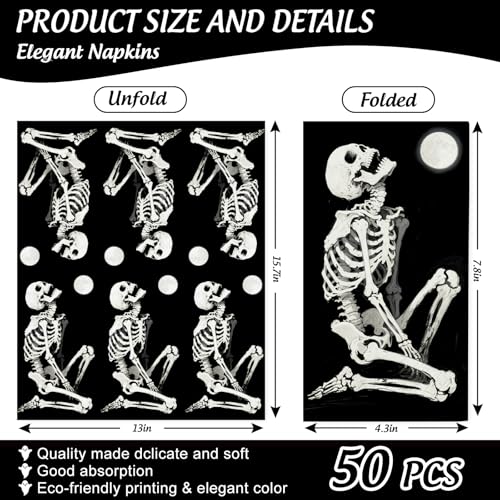 Halloween Skeleton Paper Napkins 50-Pack Disposable Party Tableware