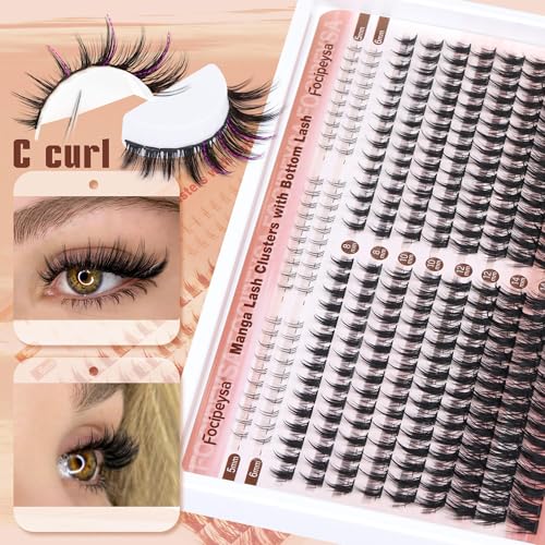 H-Spiky Eyelash Clusters - Manga Style Wispy Eyelash Extensions 330Pcs, 8-16mm, Natural Look