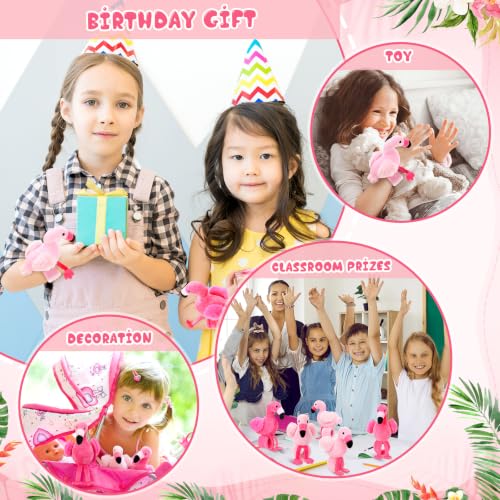 Light Flamingo Party Favors Slap Bracelets - Pack of 8 Plush Animal Gifts