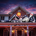 12FT Inflatable Halloween Skeleton Decoration with Glowing Red Eyes and Pumpkin Trunk