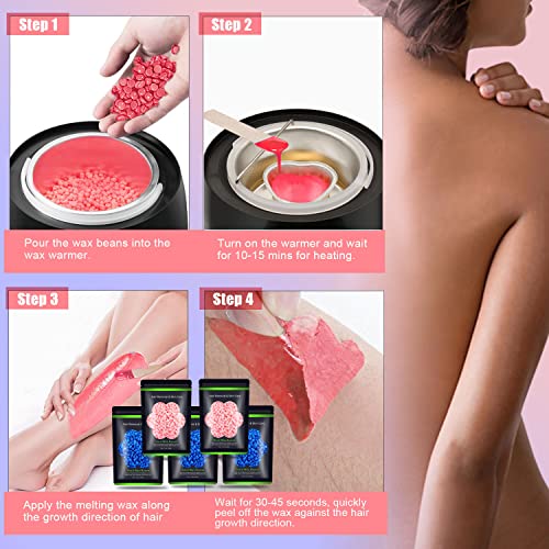 Wax Beads for Hair Removal 1.1 lb Kit - Blue & Pink Variations for Sensitive Skin