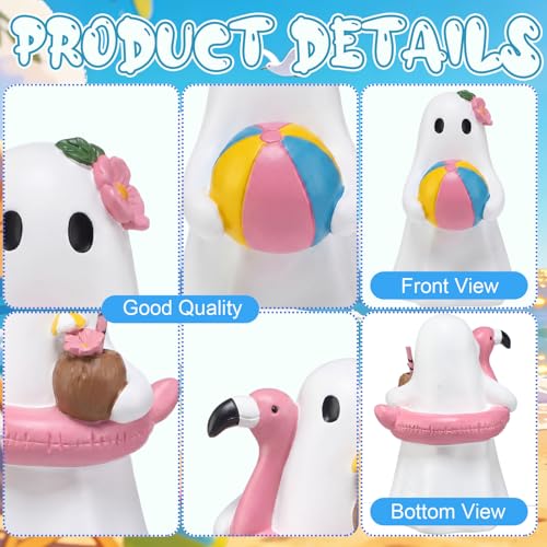 Halloween Ghost Figurine Decor Set - Cute Resin Beach & Pool Decorations