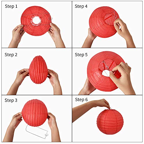 Blue Orange Paper Lanterns Set - 12 pcs Round Chinese Lanterns 4-12 Inch Variation