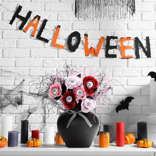 Halloween Fake Flower Picks Set - Purple, Pink & Black Decor for Tables & Vases