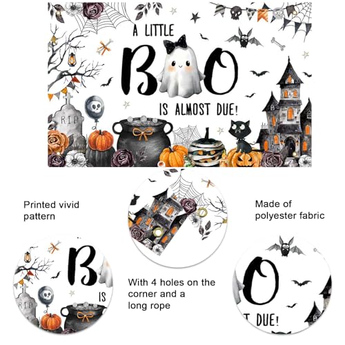 Halloween Baby Shower Backdrop Decorations Boo Baby Shower Decor 70.8x43.3 Inches - Ghost Pumpkin Theme