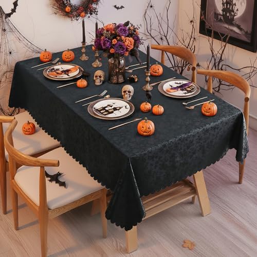 Heavy Duty Waterproof Vinyl Tablecloth - Black 52 x 70 Inch Rectangular