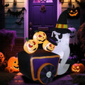 6FT Inflatable Halloween Ghost with Pumpkins Lighted Yard Decor, Outdoor Friendly