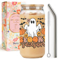 Halloween Ghost Drink Cup - 16 oz Fall Coffee Mug with Lid & Straw - Variation of THIS listing