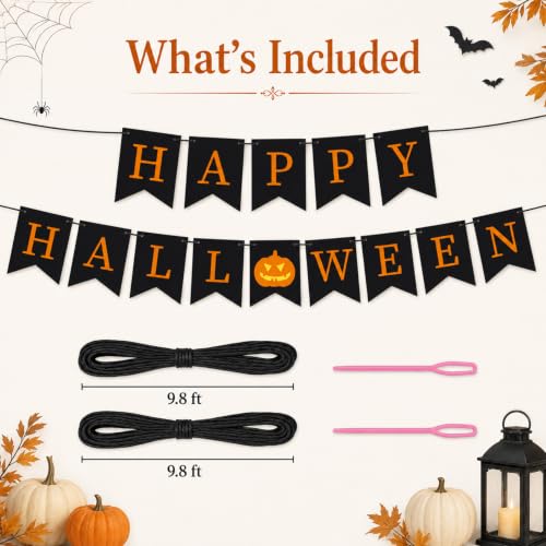 Orange Halloween Banner with Pumpkin Sign - Festive Party Decoration