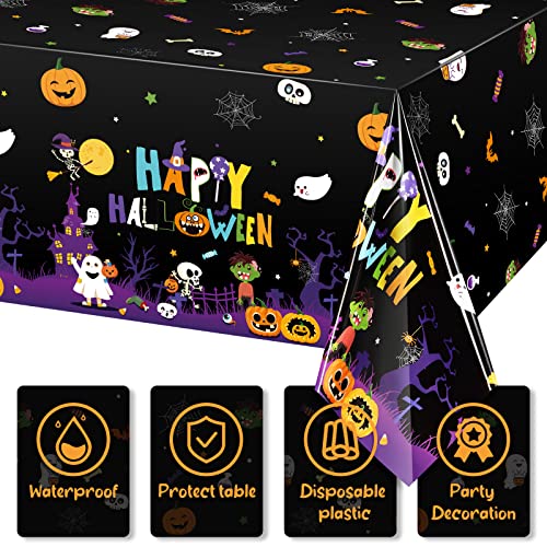 Halloween Plastic Tablecloth Pumpkin Ghost Web 54x108 Inch Pack of 3