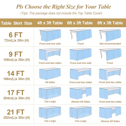 17FT Champagne Tulle Table Skirt with LED Lights - Ruffle 2-Layer for Weddings & Parties (204" x 30")