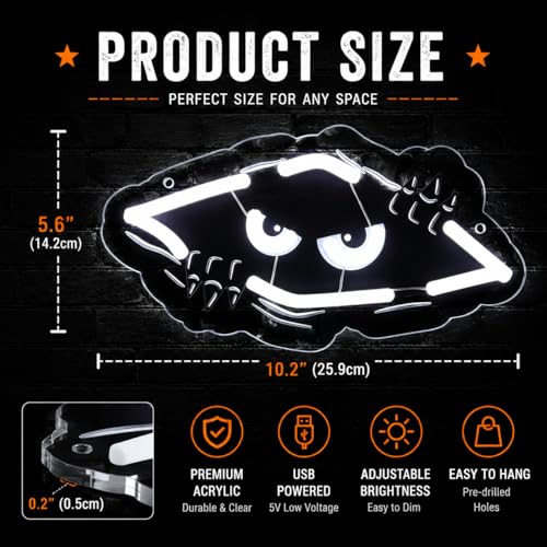 White Peeking Monster Neon Sign - Dimmable USB LED Light for Kids Room & Halloween