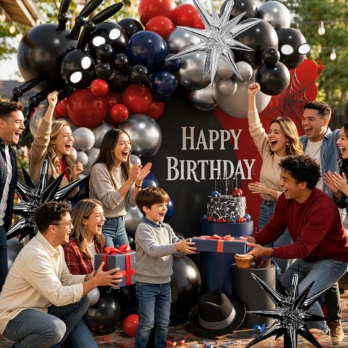 Balloon Arch Kit 130Pcs Superhero Spider Theme Party Decorations for Birthdays & Halloween