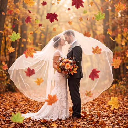 Fall Leaves Fake Autumn Maple Leaf Decor Set - 600 Pieces, A Colors