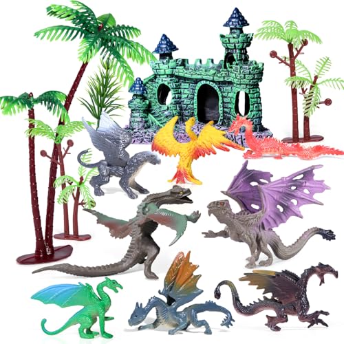 15Pcs Dragon Cake Decorations Mythical Figures for Fantasy Cake Topper