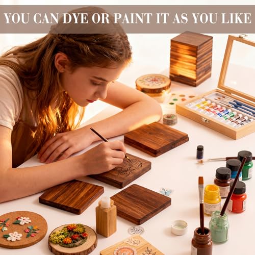Square Unfinished Wooden Coasters 150 Pcs for Crafts DIY Home Decor - Acacia