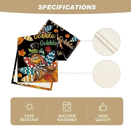 Black Gobble Turkey Pumpkin Thanksgiving Table Runner 13x72 Inches - Fall Harvest Kitchen Decor