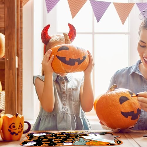 Halloween Plastic Bat Ghost Placemat Set - 6 Irregular Table Mats with Spooky Design