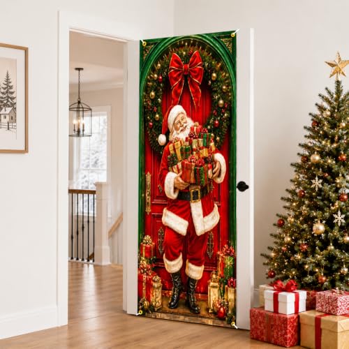 Christmas Door Cover Santa Gifts Banner Festive Front Door Decor - Santa Gifts Variation