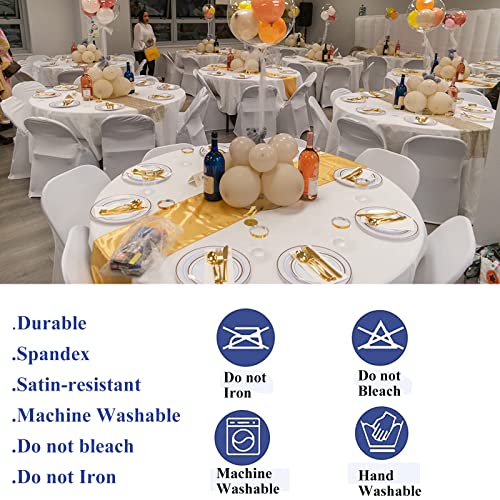 White 60 Inch Round Spandex Tablecloth - Fitted Wedding & Party Cover
