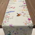 Spring Floral Table Runner - Daisy Eucalyptus Lavender Summer Table Decor - 73x13.8 Inch