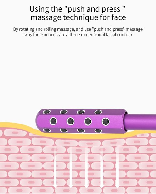 Betypura Facial Roller - Uplift Facial Massaging Beauty Roller, Face Massager Roller, Face Rollers for Women, Portable 7.6" Purple Beauty Roller for Face, Eye, Neck, Chin, Skin - 24-Stone