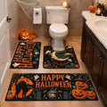 Halloween Theme 3-Piece Funny Horror Bathroom Rug Set - Ghosts, Pumpkins, Black Cats