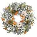 22 Inch Fall Eucalyptus Wreath with Pumpkins Berries and Maple Leaves for Front Door Indoor Outdoor Halloween Thanksgiving Decor
