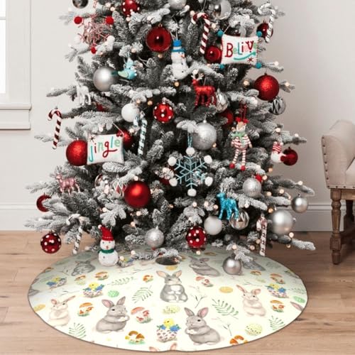 Easter / 48-Inch Bunny Christmas Tree Skirt - Festive Holiday Decor