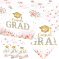 Pastel Floral Graduation Tablecloths Set - 3 Pack, Waterproof Plastic Decor