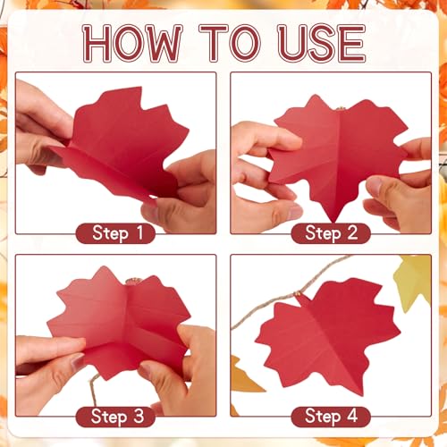 Fall Maple Leaf Garland 2-Pack - Autumn Decorations for Home Interior Holiday Decor