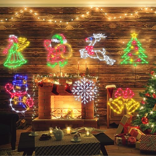 Christmas Window Silhouette Lights - 16 Inch Indoor & Outdoor Decoration - Santa, Angel, Snowman, Christmas Tree Variations