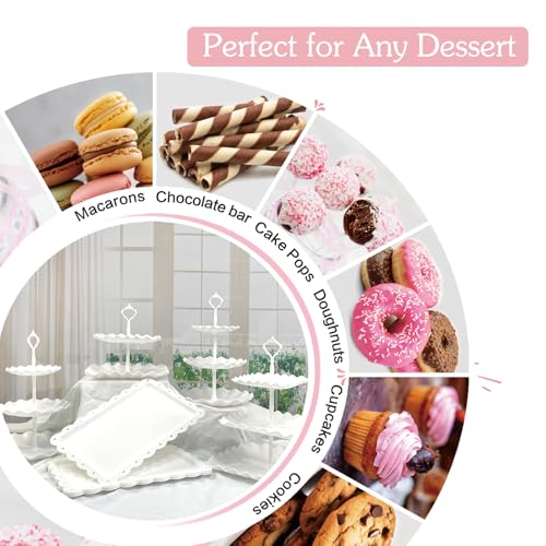 White 15-Piece Dessert Table Display Set Cake Stands Cupcake Holders Party Trays