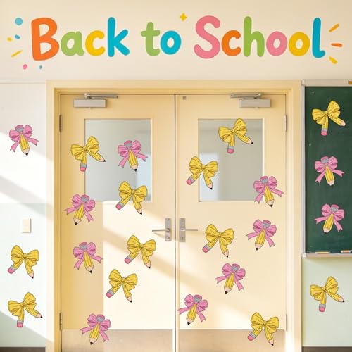 Bow Pencil Glitter Back to School Cutouts - 100PCS Classroom Decor Set