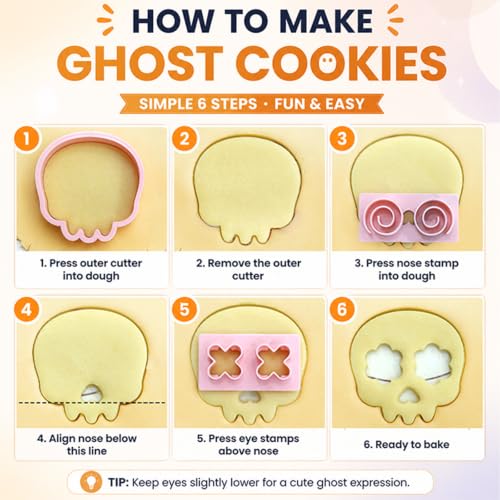 Halloween Skull Cookie Cutters Set - 10Pcs Mini Pumpkin & Skull Stamps - Variation: Halloween Skull