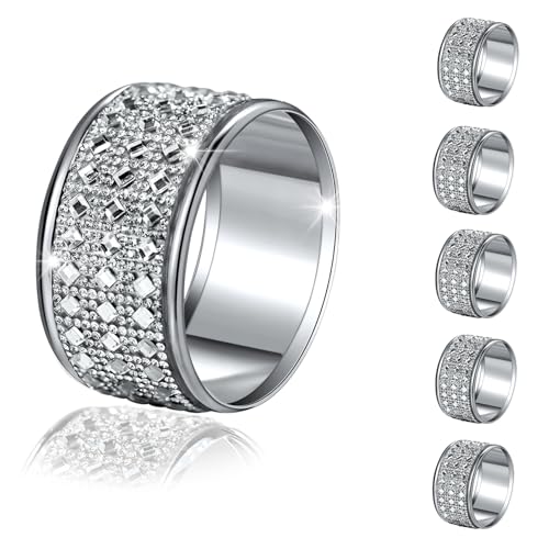 Silver Crystal Napkin Ring Set of 12 – Elegant Table Decor for Holidays & Events