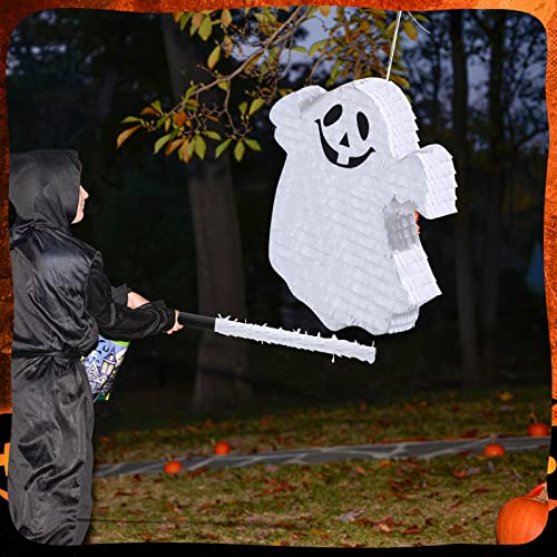 Halloween Ghost Piñata Set with Stick and Blindfold - Party Game Decoration