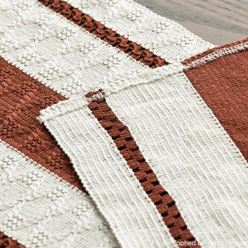 Caramel Rustic Woven Table Runner 12x48 Inch - Durable Home Decor