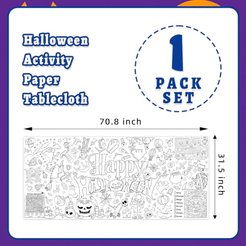 Halloween Coloring Poster Table Cover - 71 x 31.5 Inches - Actilize