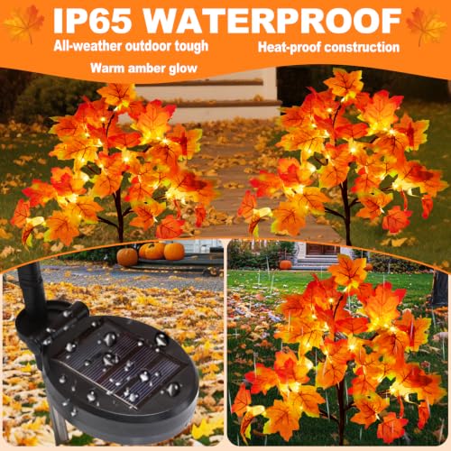 Outdoor Solar Maple Tree Lights Set - 8 Lighting Modes, Waterproof Fall Decor, 40 LEDs