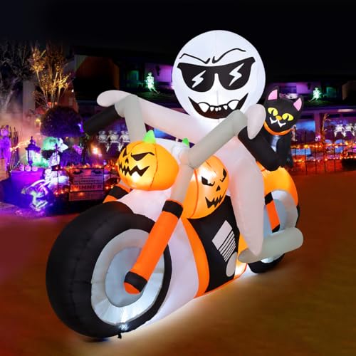 6 Ft Halloween Inflatable Ghost with Pumpkin and LED Lights Outdoor Yard Decor